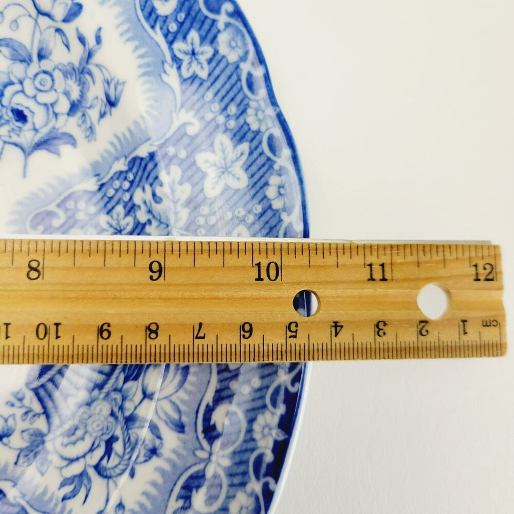 Vintage Spode Filigree Blue & White 10" Plate, Floral Rim & Basket Center, Copel - Picture 12 of 12